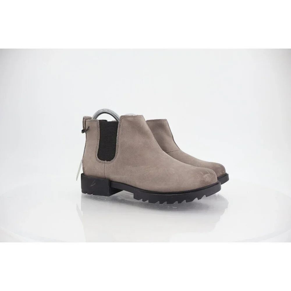 Sorel Women Emelie Waterproof Chelsea Booties Boots Grey Brown Leather Size 5